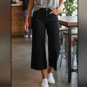 Avec Les Filles Black Wide-Leg Cropped Jeans